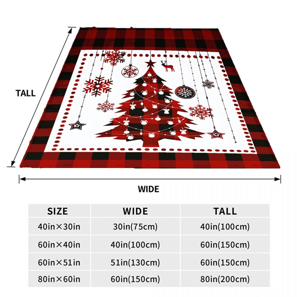 Рождественский плед Мягкий клетчатый Олень Елка Снежинка Принт Фланелевый плед Все сезоны для дивана Кровать Комнатный декор