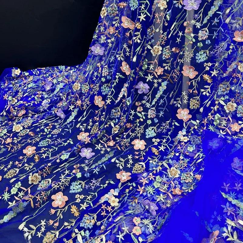 1 Yard 3D Flower Lace Tulle Fabric Delicate Embroidery Lace Fabric For Diy Sewing Wedding Dress Party Background Decor