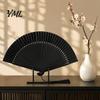Summer Hand Fan Chinese Style Folding with Tassel, Bamboo Ribs Decorative Handheld Classic Black Fan, Portable Cooling for Dance Performance