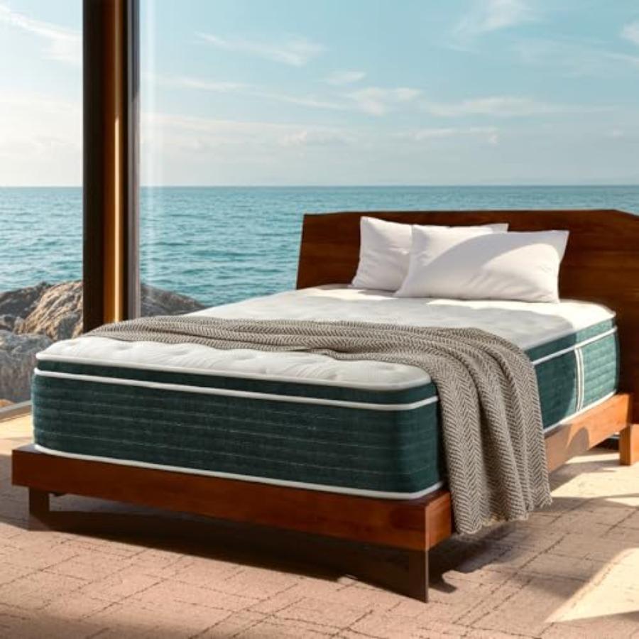 Гибридный матрас King, 14-дюймовый матрас из гелевой пены с памятью для снятия болей в спине, независимые пружины в карманах для минимизации передачи движения, Охлаждающий