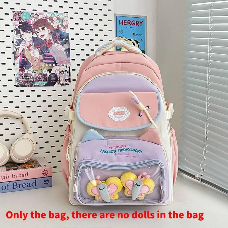 Capacity Large Color Blocked Backpack With Letter Embroidery Design Daily For