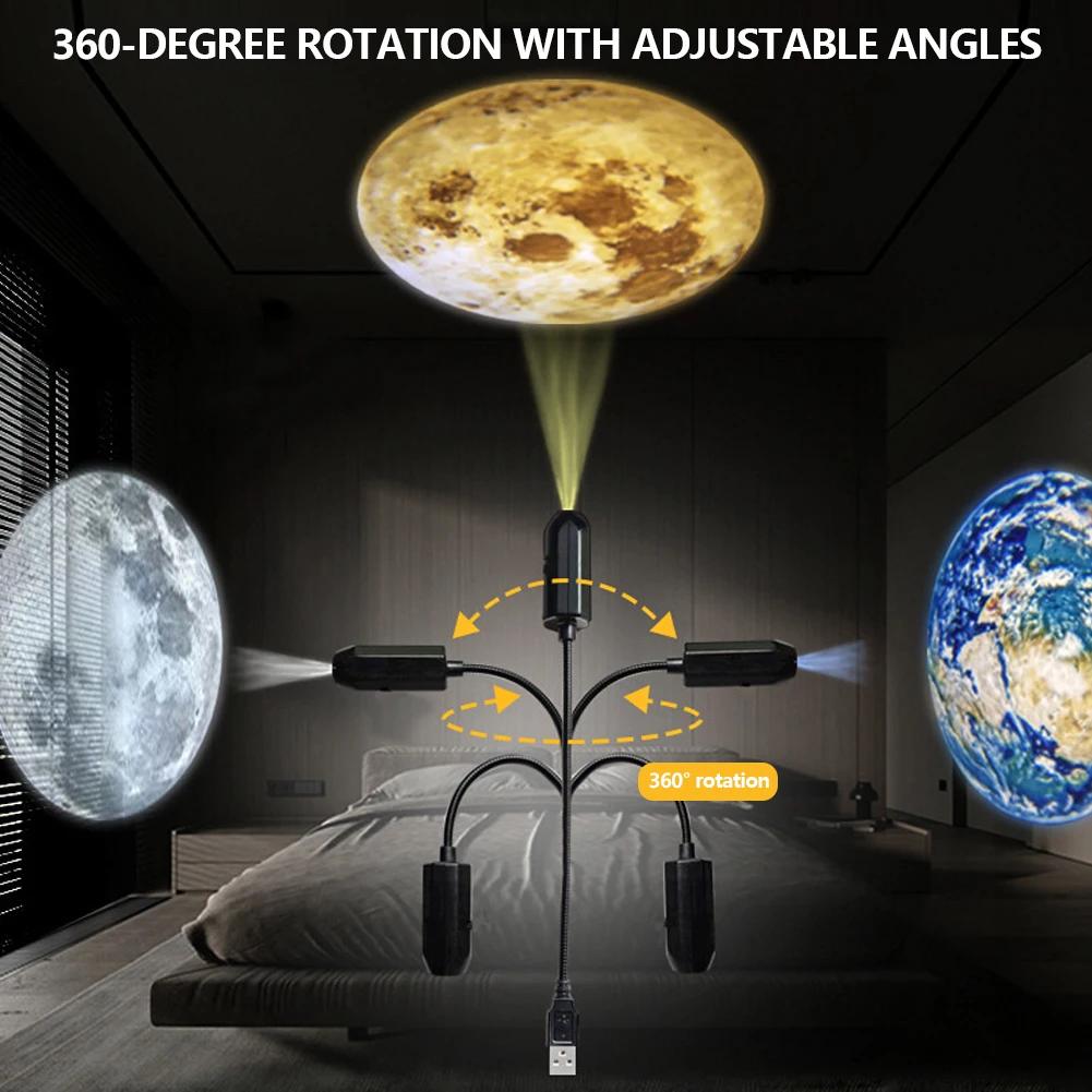 Домашняя атмосфера Светодиодный проектор Звезда Луна Глобус USB Автомобильный ночник Декор стен комнаты Креативный подарок Галактическое освещение