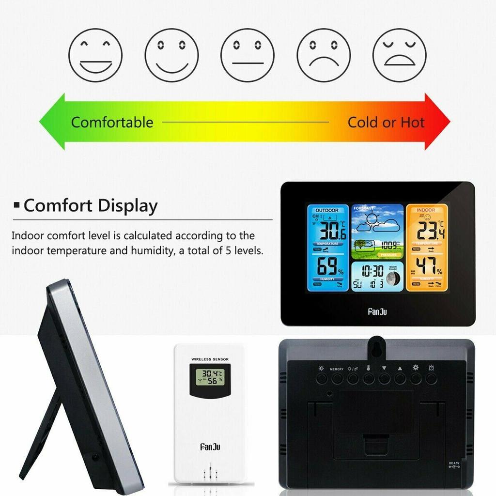 Беспроводная цифровая ЖК-метеостанция с часами и календарем, термометром для использования в помещении и на открытом воздухе