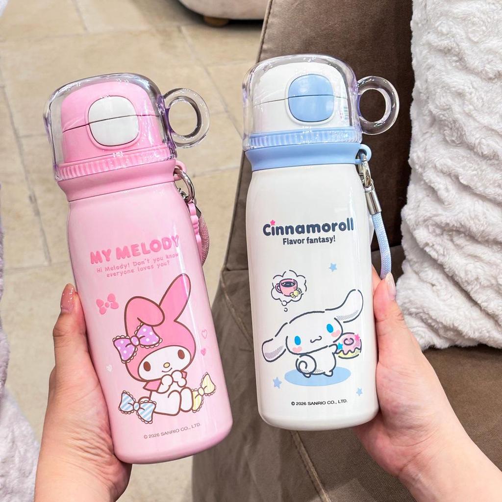 Детская термокружка Sanrio из нержавеющей стали с мультяшным дизайном - Милая, Портативная, с дизайном для прямого питья