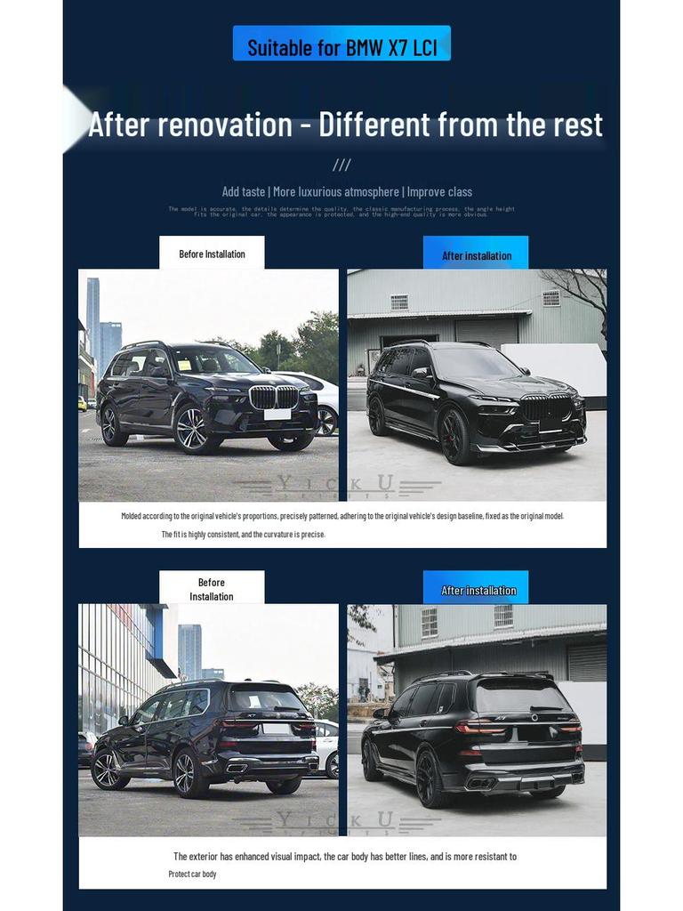 Комплект обвеса BMW X7 LCI FD Style: Передний сплиттер, Пороги, Задний диффузор, Заднее антикрыло из углеродного волокна