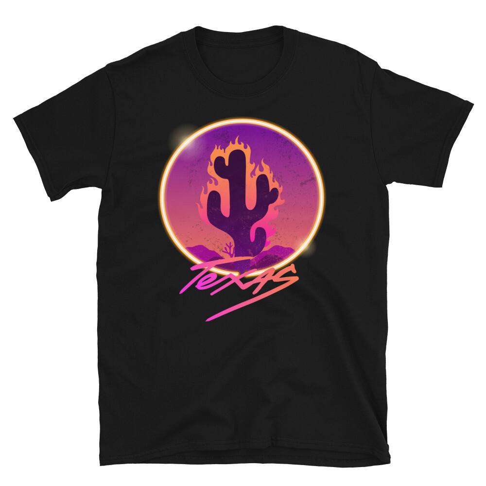 TEXAS Burning Cactus Neon Classic Trendy Design Casual T-Shirt
