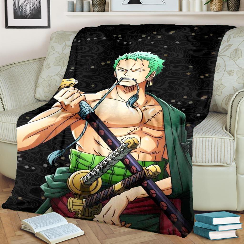 Flannel Blanket with "ONE PIECE" Print Warm Soft for Bedroom, Sofa and Travel