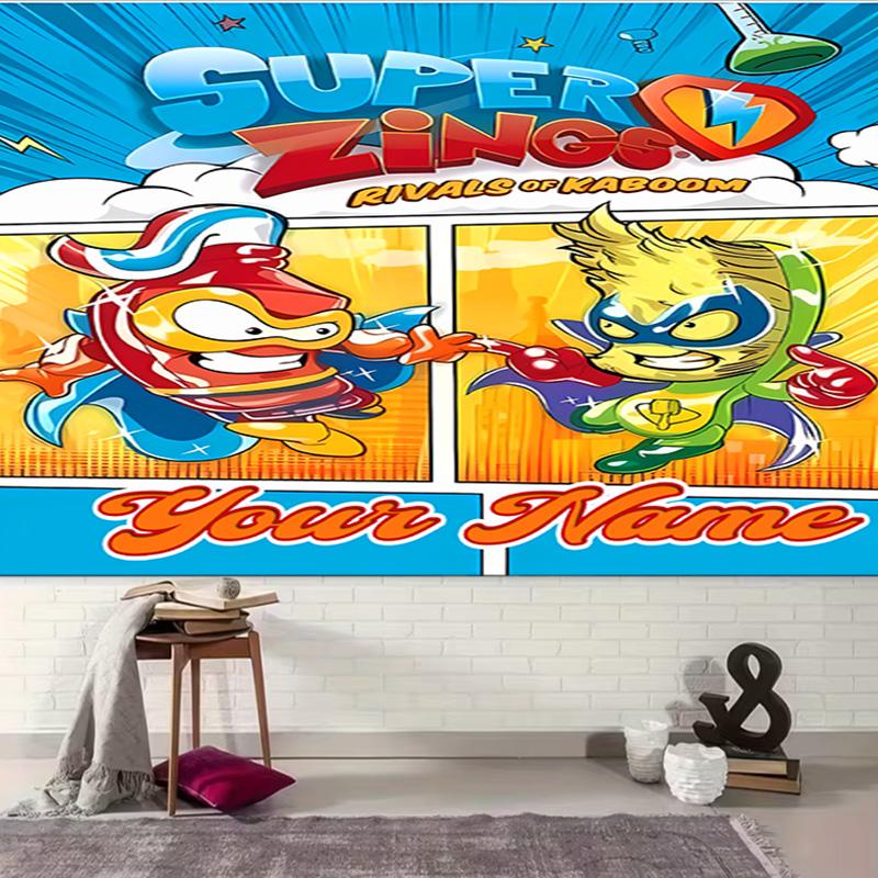 Personalized SuperZings Background Tapestry,Custom Name Birthday Party,Multifunctional Wall Decoration for Home Decor,Various Occasions