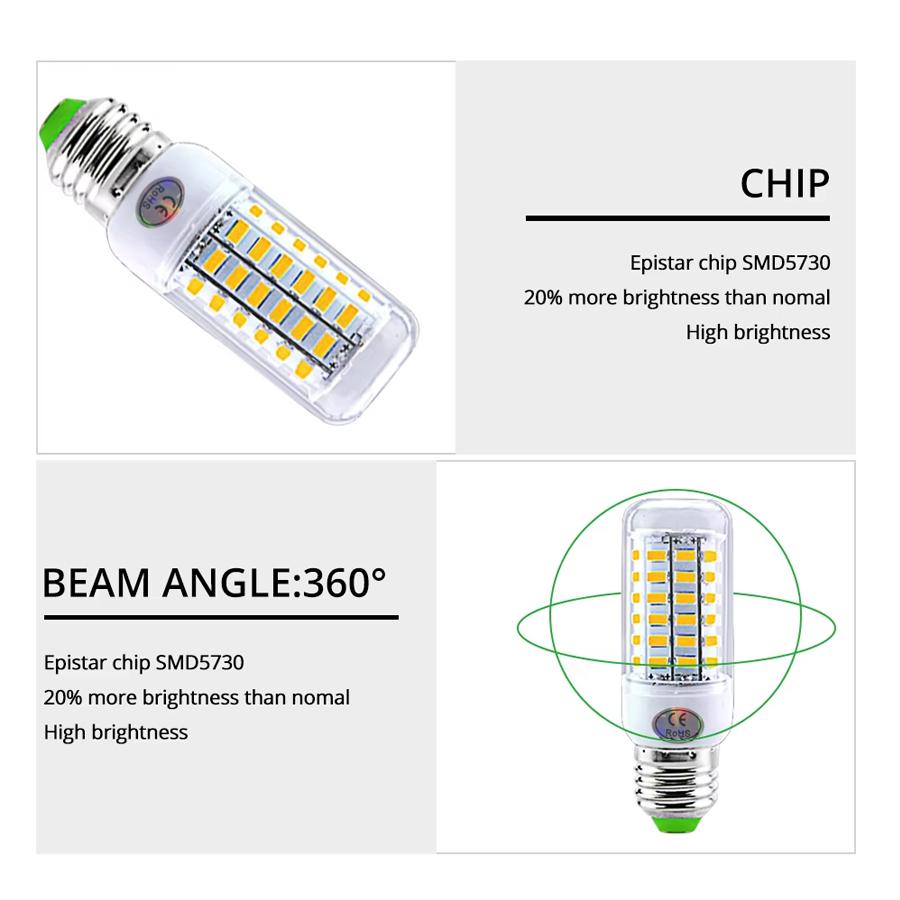 E27 LED Lamp LED SMD 5730 220V Corn Light Bulbs 36 56 72LEDs Lamparas LED Chandelie For Home Decoration Ampoule Led Light