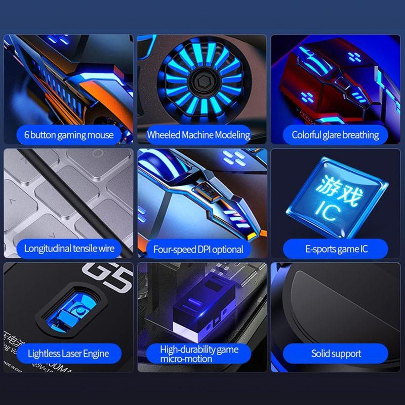 Gaming Mouse - Wired, 6 Buttons, 7 Color LED Light, Used for Games and Office, Compatible with Computer/Laptop/Tablets
