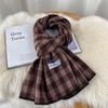 New Winter Thickened Korean Style Student Shawl Dual Purpose Warm Scarf Green Retro Plaid Scarf for Women