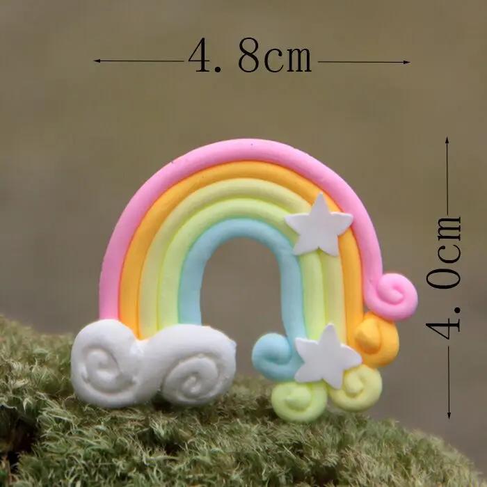 Rainbow Cake Decorating Star Cloud Mini Colorful Fairy Garden Terrarium Figurine Decor Set Cake Toper Birthday Decoration