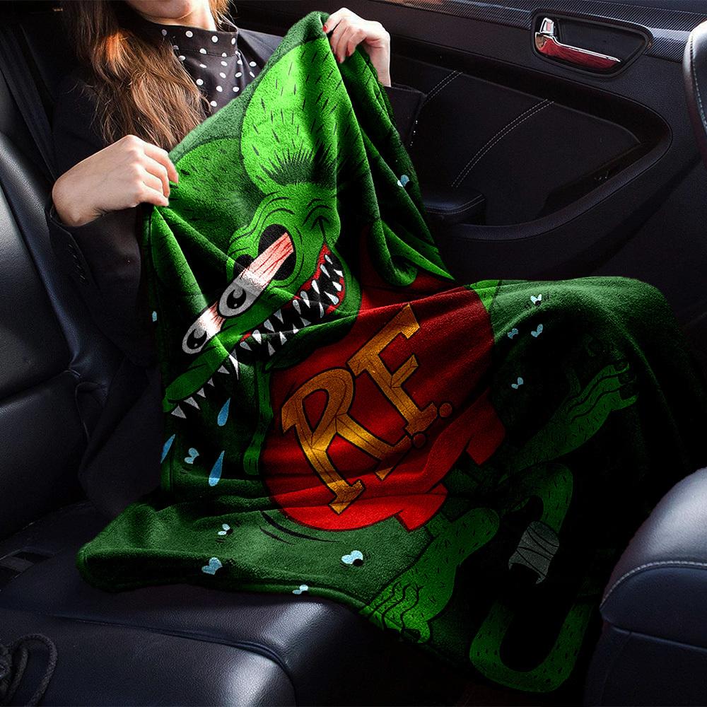 1 шт. Плед Rat Fink, Мягкий фланелевый, Уютный, Всесезонный полиэстер, Идеально подходит для дома, офиса
