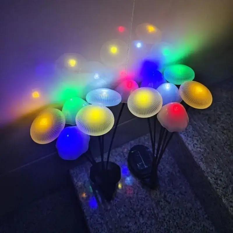 Светодиодные медузы/грибы со сменой цвета на солнечных батареях для декора сада на открытом воздухе