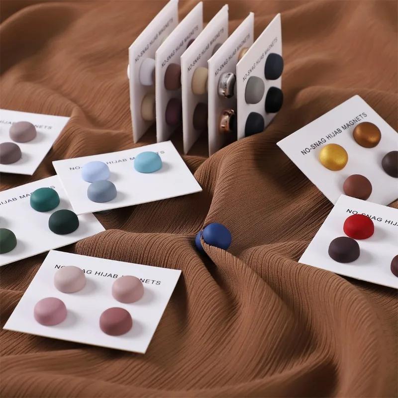4pcs / Card Matte Magnet Hijab Pins Brooch Headscarf Women Shawl Strong Magnetic Button Headscarf Accessories