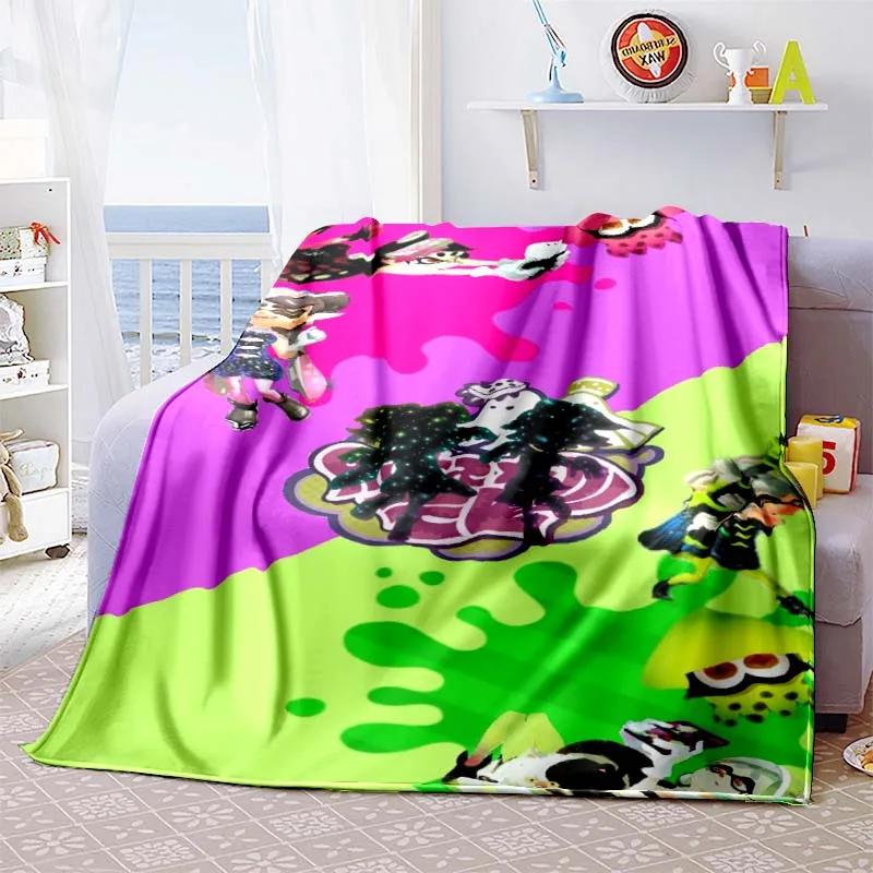 3D Game, Splatoon, Fashion Cute Cartoon Soft Plush Blanket, Flannel Blanket Game Player Bedroom Bed Sofa Nap Blanket grinch