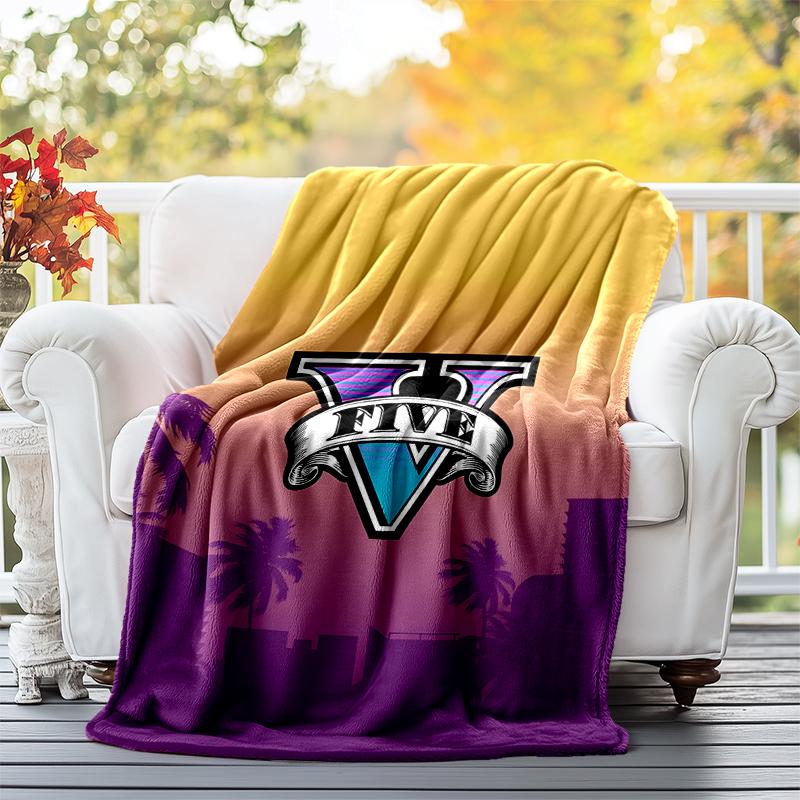 GTA Flannel Blanket Soft All-Season Throw, Design for Camping, Car Travel, Hiking Sofa, Bed, Office Perfect Gift for Parties