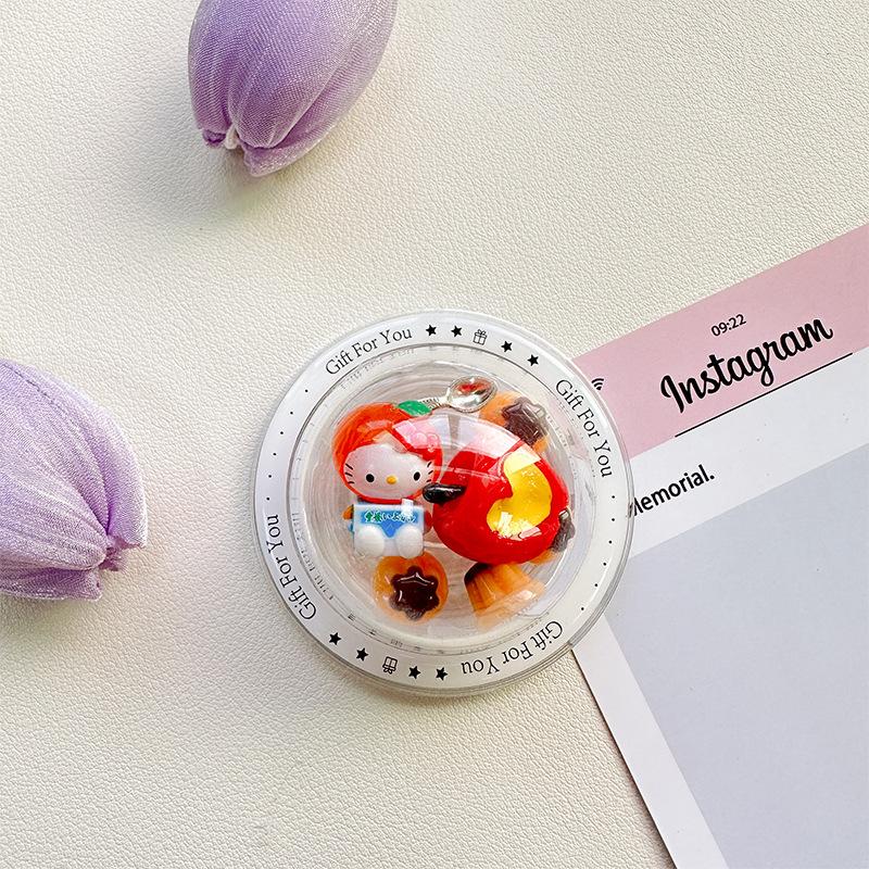Mobile Phone Airbag Bracket Pasted Round Rocking Music Strawberry Kt Cat Women'S Cute Magnetic Desktop Support Rack Ring