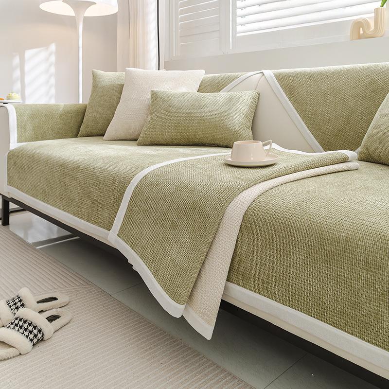 Nordic Minimalist Style Sofa Cushion Solid Color Chenille Sofa Suit Non-Slip Stain-Resistant Sofa Cover Towel Four Seasons Universal