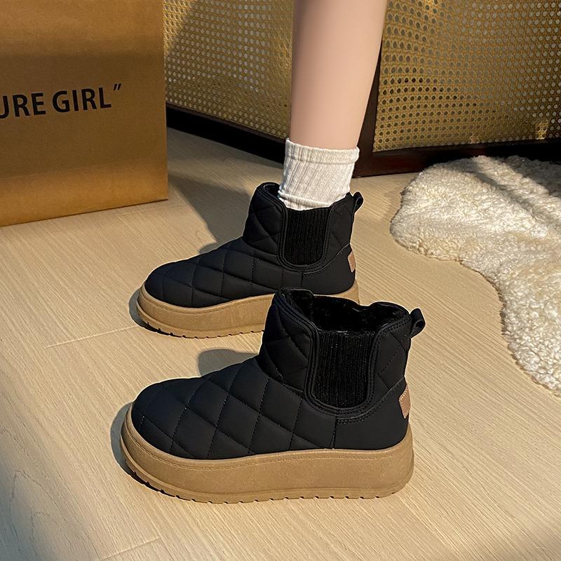 Мода 2024 года, новые теплые ботильоны, зимние новые женские модные плюшевые теплые повседневные хлопковые туфли, короткие зимние ботинки с круглым носком