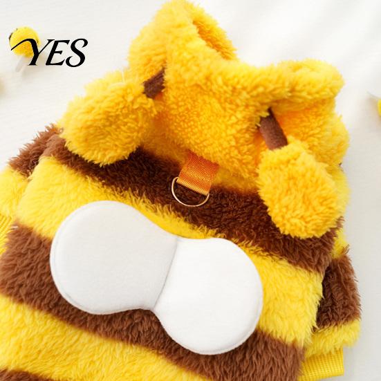 Pet Hoodie Cute Bee Dog Hoodie, Plush Hooded Outfit with 3D Small Antennae And Wings, Cozy Striped Costume for Dogs