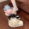 Korean Version of Mesh Wool Slippers Women's 2025 Summer and Autumn New Flower Outer Slippers One-word Flat Cotton Slippers