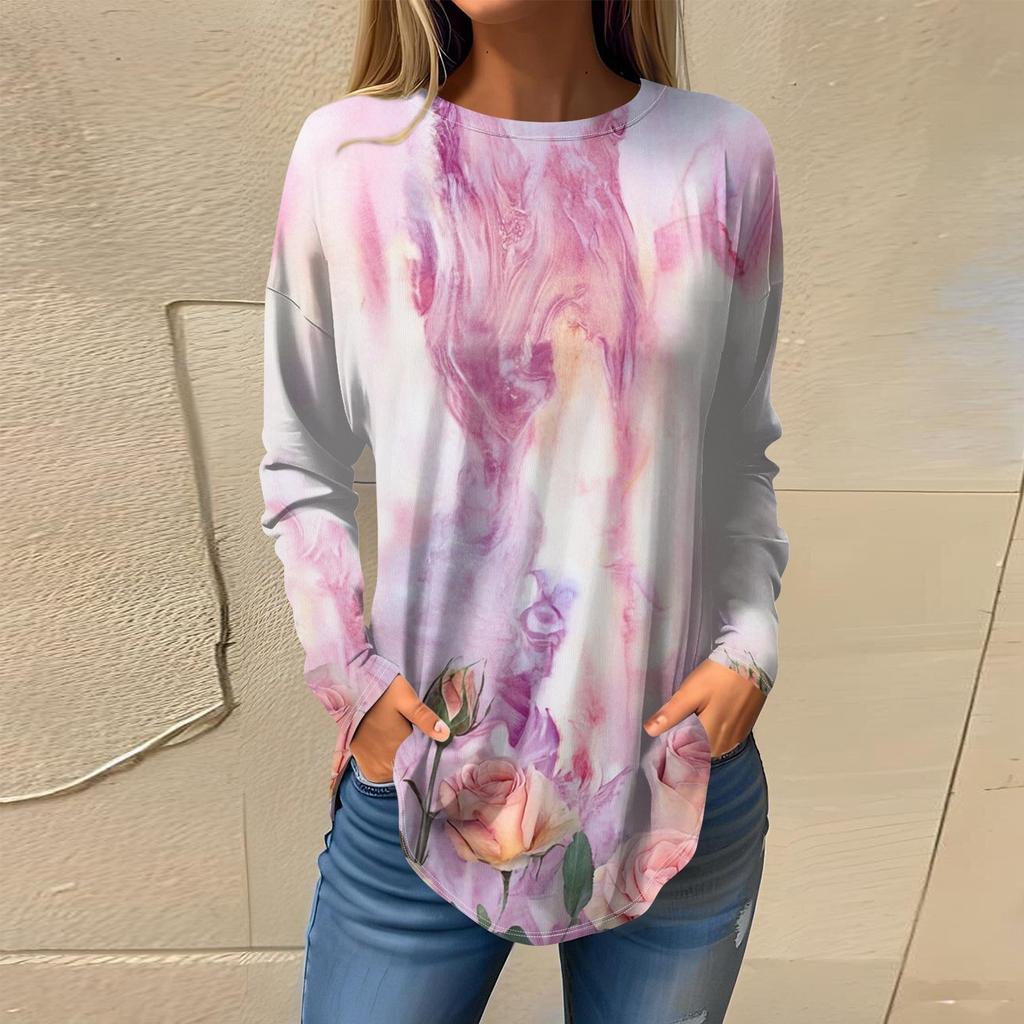 Футболки для женщин, осенние повседневные рубашки с длинным рукавом, толстовка, винтажный топ с графическим принтом, пуловер