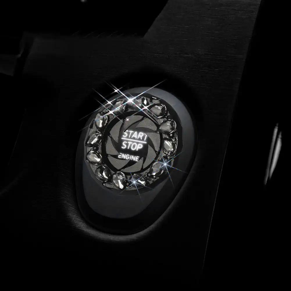 Вращающаяся хрустальная кнопка запуска и остановки двигателя автомобиля, крышка переключателя зажигания, защитный колпачок, декоративная наклейка