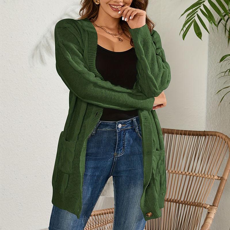 Autumn and Winter Fashion Women's Sweater Outer Cardigan Fashion Long Single-breasted Casual Cardigan Jacket