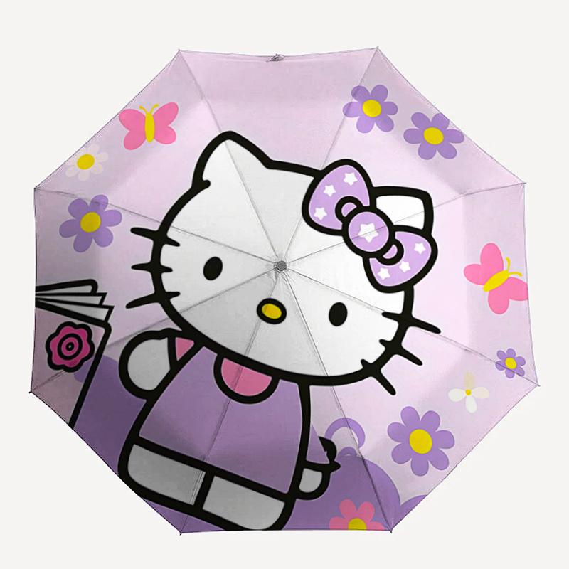 1pc Hello Kitty Automatic Opening/Closing Umbrella with Foldable Design, 8-Rib Iron Frame Outdoor Umbrella, Ideal Gift for Fans, Travelers, Everyday U
