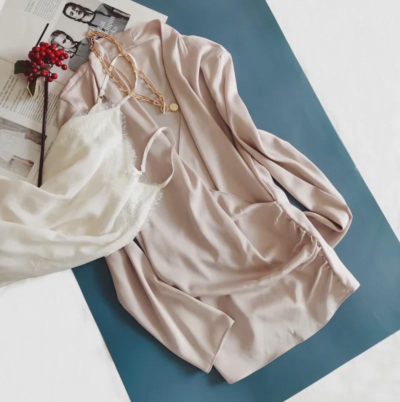 Clearance Women's V-Neck Long-Sleeve Silk Shirt - Fashionable Cream Pink with Swing Collar