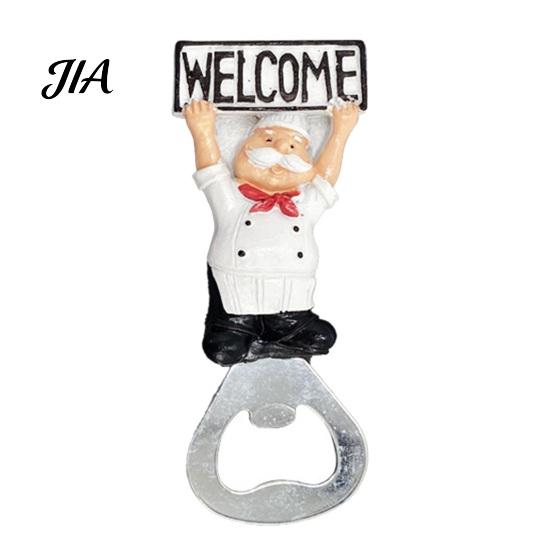 Bar Accessories for Restaurant Refrigerator Magnet Bottle Opener, 3D Cartoon Chef Resin Beer Strong Magnetic Opener Soda Manual Can Punch Home