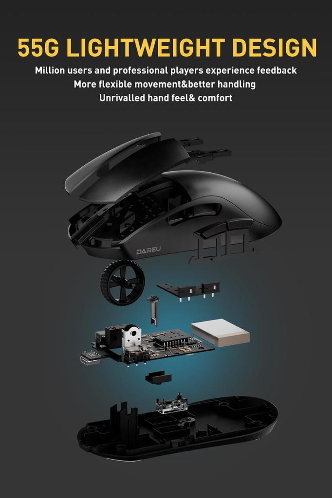 DAREU A950PRO Gaming Mouse 4K Wireless 55g Ultra Light Wireless PAW3395 Sensor 26000DPI Connectable Fast Charging with 4000Hz Receiver Year