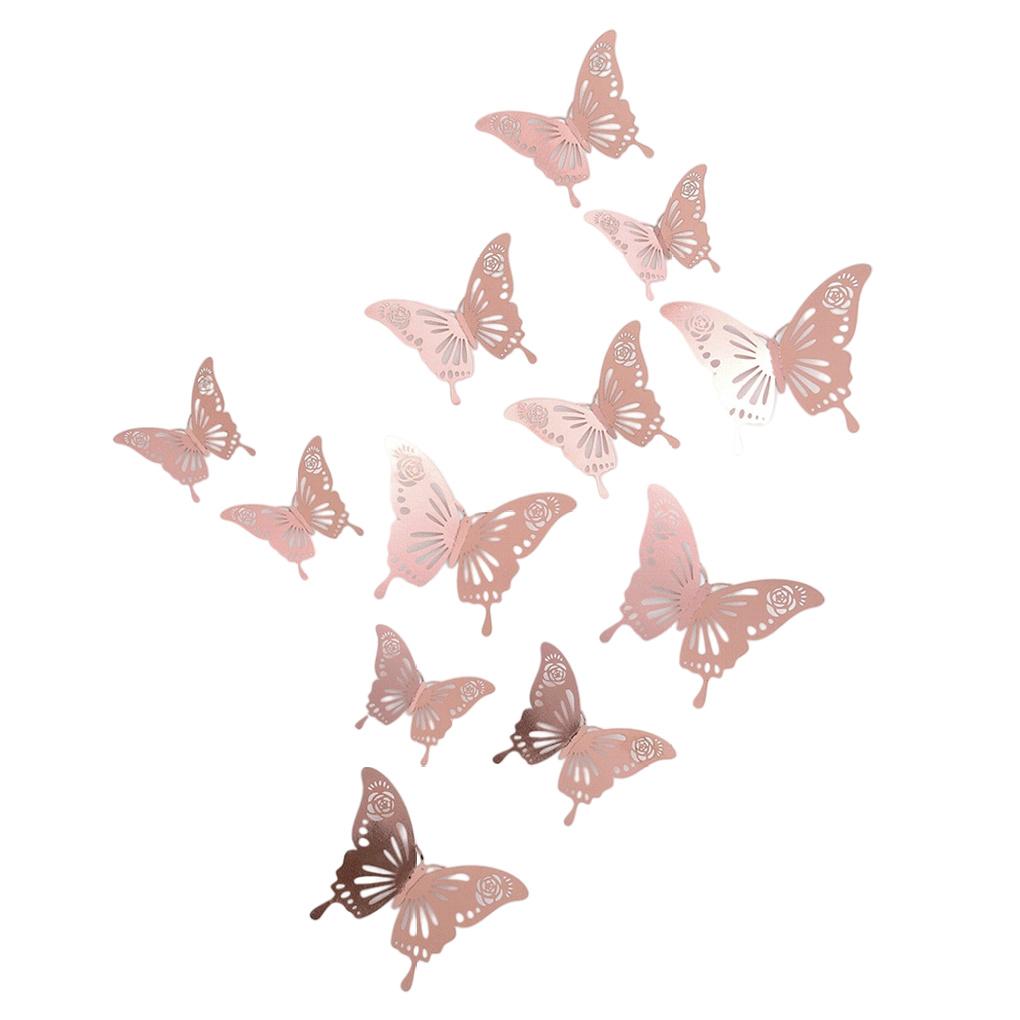 Pack of 12 3D Hollow Paper Wall Sticker Household Living Room Decoration Decal Kit Festival Wedding Party Decorative