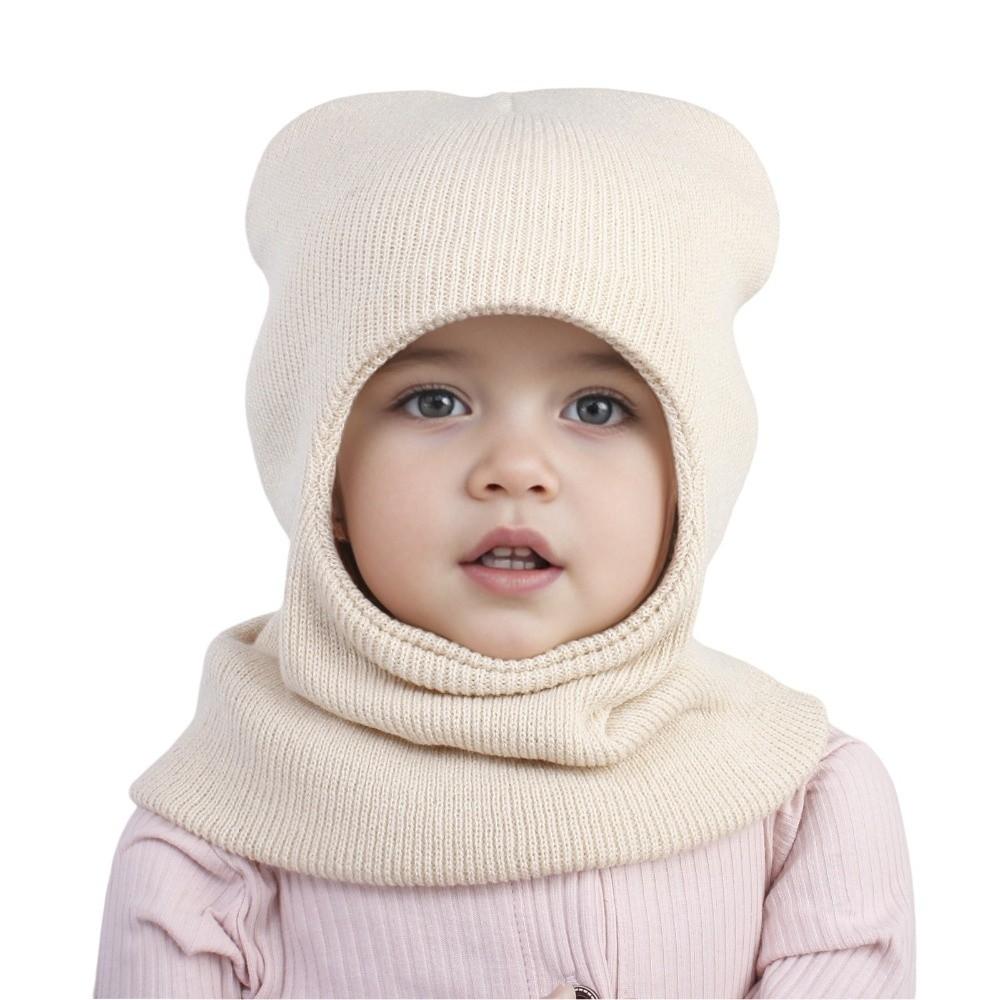 Solid Color Kids Integrated Scarf Cap Warm Baby Balaclava Hat Baby Hooded Beanie Severe Weather