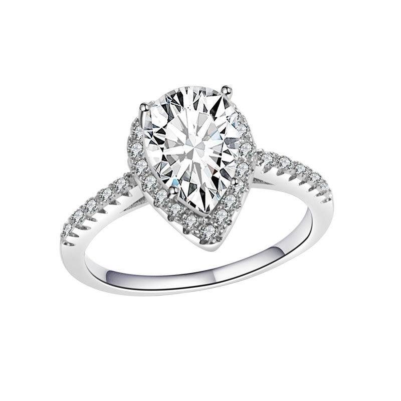 Creative Sparkling Teardrop Zircon Wedding Ring For Women Bridal Jewelry Elegant Engagement Band Anniversary Gift