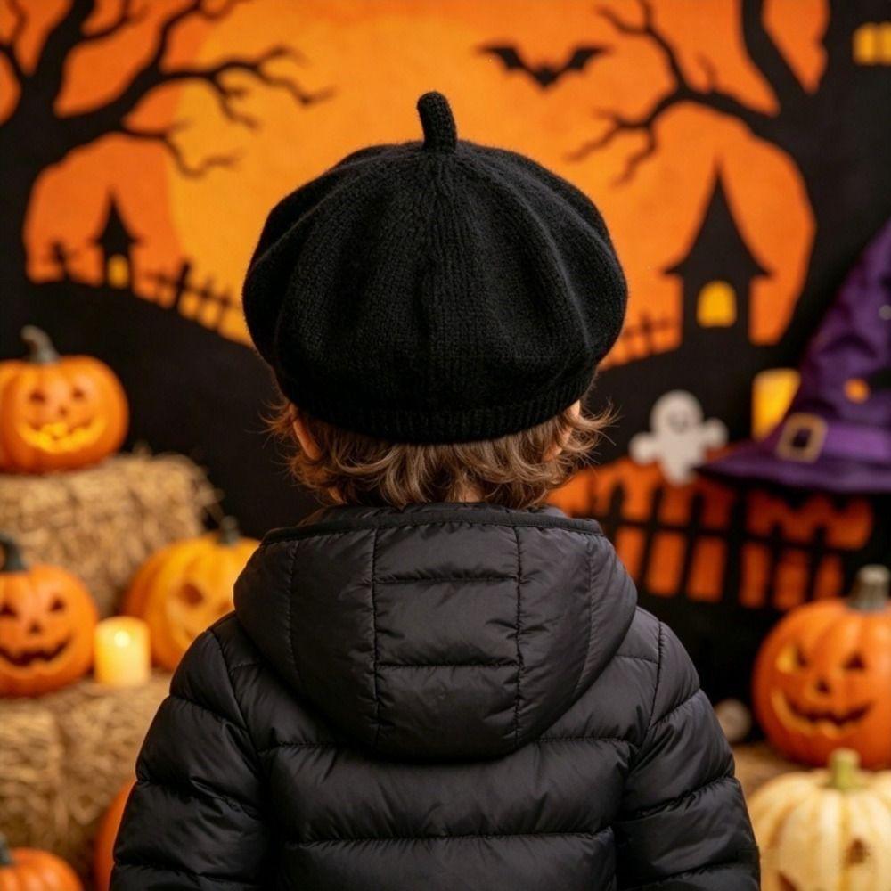 Jacquard Knit Pumpkin Beret Hat Warm Lining Pullover Hat Knitted Beanie Hat Cosplay Costume