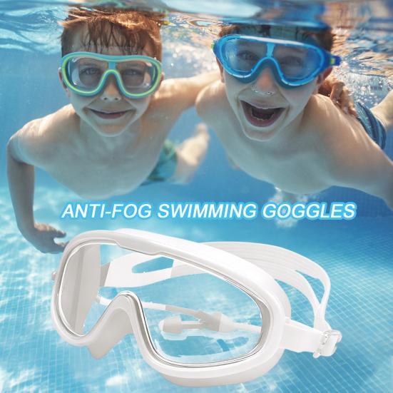 Adults Wide View Swim Goggles with Earplugs Waterproof No Leakage Anti-Fog