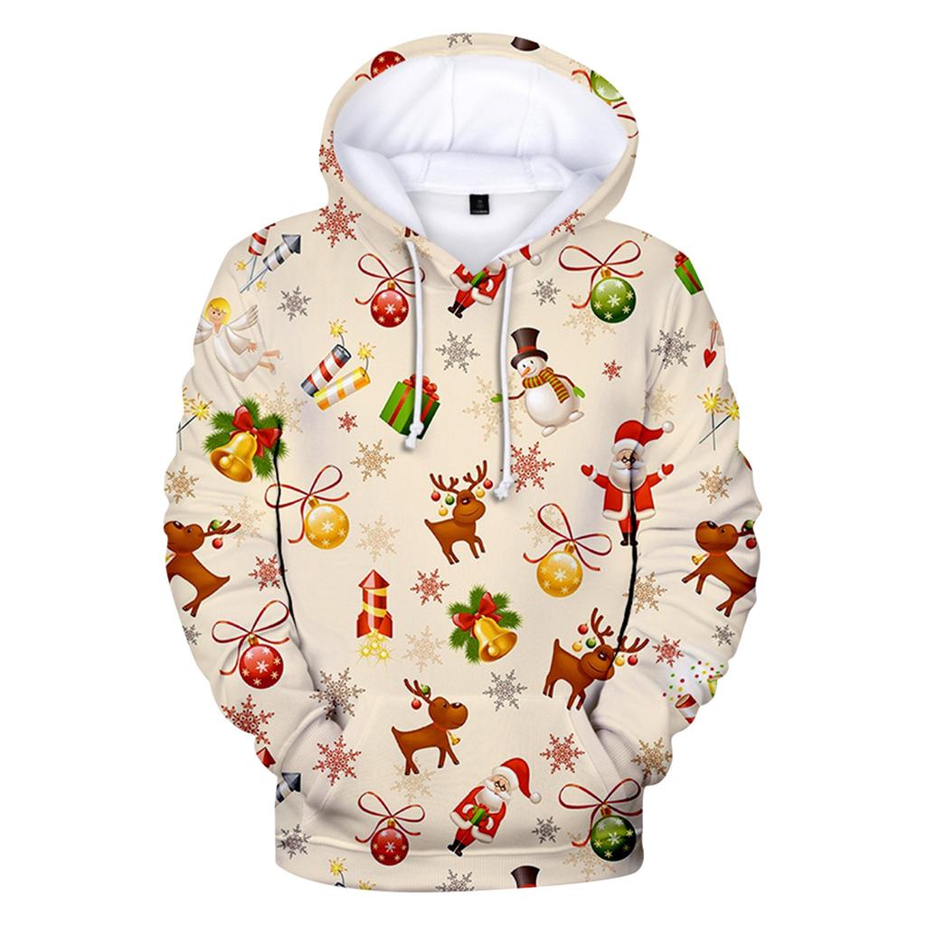 Рождественский модный свободный мужской и женский тонкий свитер с капюшоном