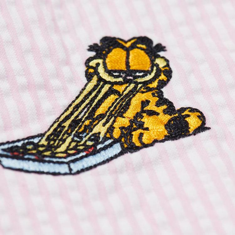 Palace FW21 Рубашка с длинными рукавами и вышивкой из мультфильма Гарфилд, топы унисекс, розовые P21SHT001