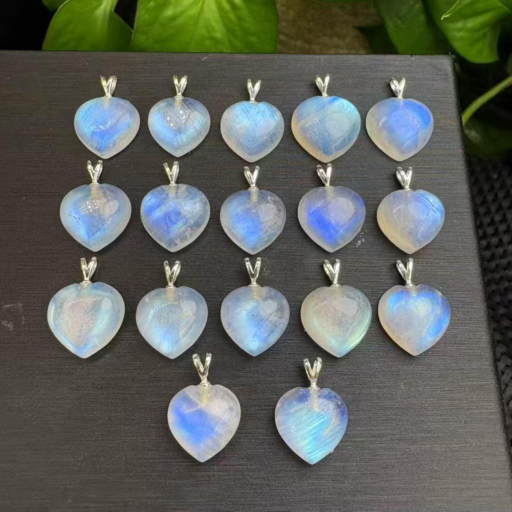 925 Sterling Silver Chakra Crystal Healing Stone  Natural Moonstone Wing Pendant for Calm Mind and Relieve Tension