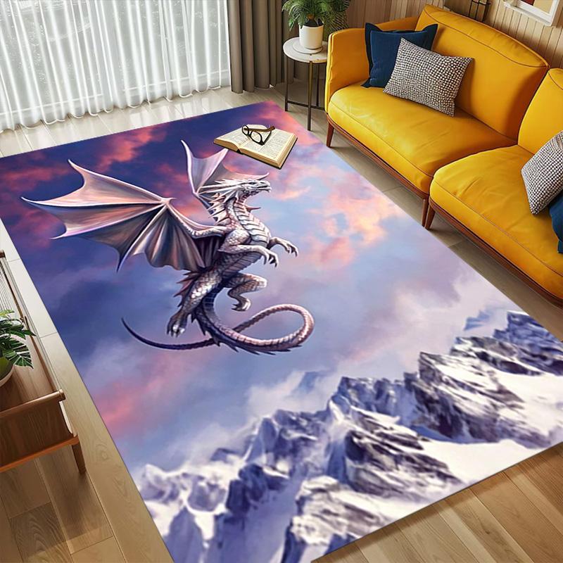 Dragon Flight Living Room Nonslip Area Rug Soft Carpet For Bedroom Game Playroom Sofa Office Home Decor Doormat Christmas Gift