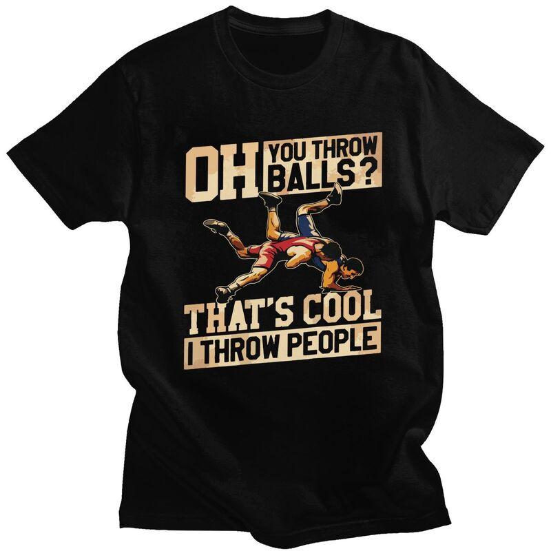 Мужская футболка для рестлинга I Throw People, 100% хлопок, короткий рукав, смешная цитата рестлера, повседневная, свободная, оверсайз