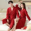 Couple Pajamas Women'S Spring And Autumn Cotton Long-Sleeved Nightgown Bridal Dressing Gown Bathrobe Men'S Big Red Wedding Suit