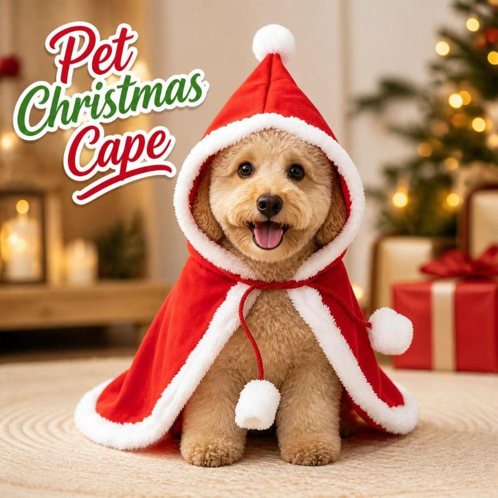 Festive Dog Festive Costume Red Holiday Pet Cloak Cute Pet Christmas Cape Cat Dog