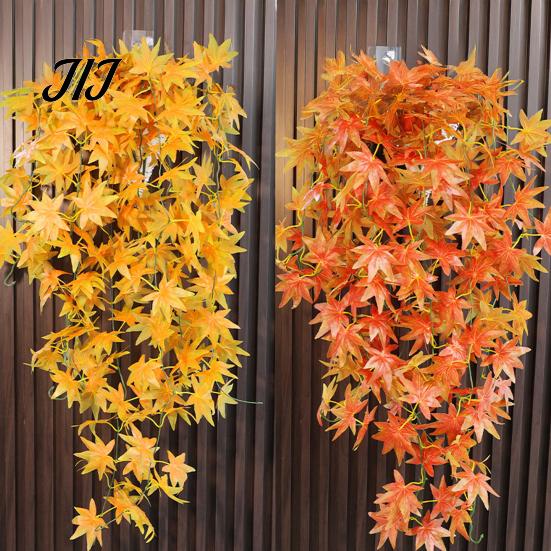 Decorative Hanging Vines for Store Display 5?Fork Artificial Maple Leaf Vine, Fake Foliage Wall Indoor Greenery Living Room Plant, Simulated
