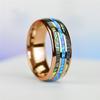 Fashion 8mm Rose Gold Tungsten Wedding Men Stainless Steel Rings Inlay Abalone Shell Blue Opal Rings Men Wedding Band Jewelry