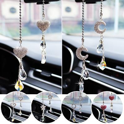 1 шт. автомобильный подвесной орнамент кулон Bling Алмазный кристалл звезды Луна зеркало заднего вида подвески авто интерьер аксессуары для стайлинга