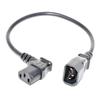 Three-Pin C13 to C14 L-Shaped Power Cord with Eared Screw Holes