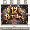 12th Birthday Party Backdrop Polyester Banner Photo Booth Decoration